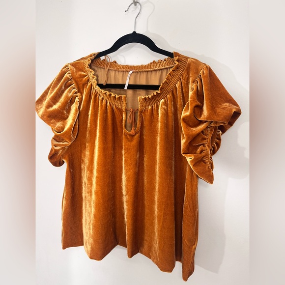 Free People Orange Velvet Blouse - Picture 4 of 8
